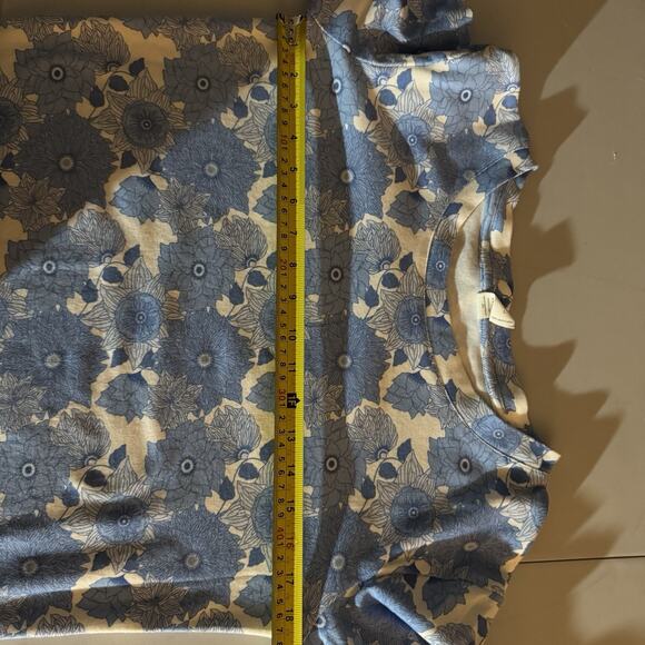 Kate Quinn Blouse Large Womens Organic Cotton Peasant Top White Blue Floral Twee - Picture 7 of 8